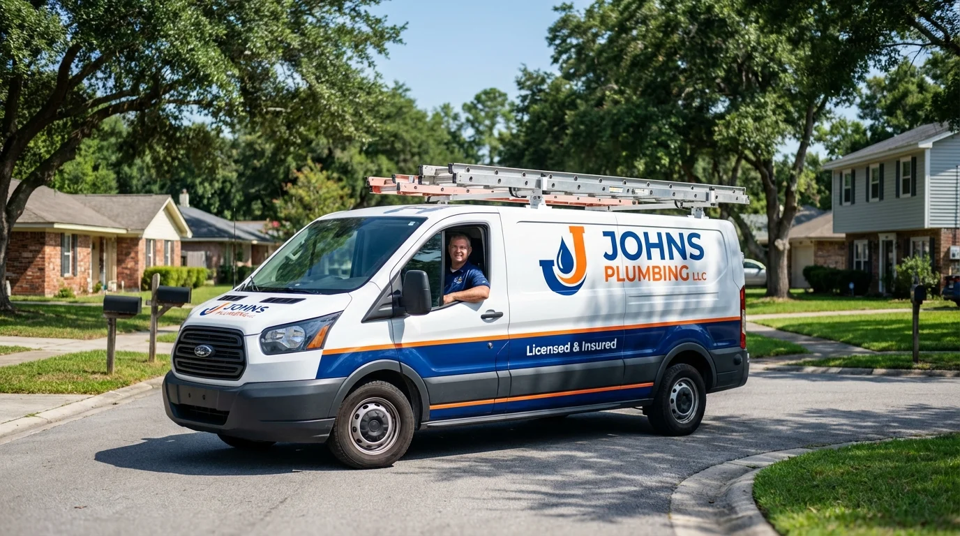 Johns Plumbing LLC service van in North Ridgeville, OH