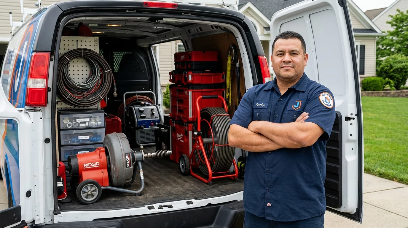 Professional drain cleaning equipment and Johns Plumbing LLC plumber in North Ridgeville