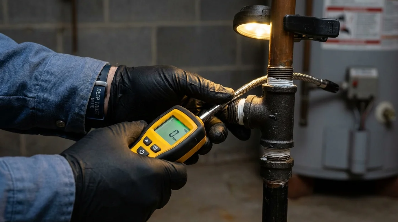 Gas leak detection with electronic sniffer by Johns Plumbing LLC in North Ridgeville