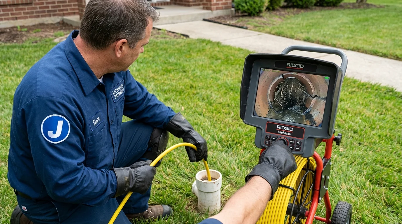 Sewer camera inspection being performed by Johns Plumbing LLC in North Ridgeville